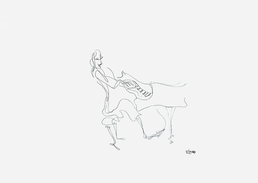 Jale und ihre Klavier. Tusch on A3 paper.